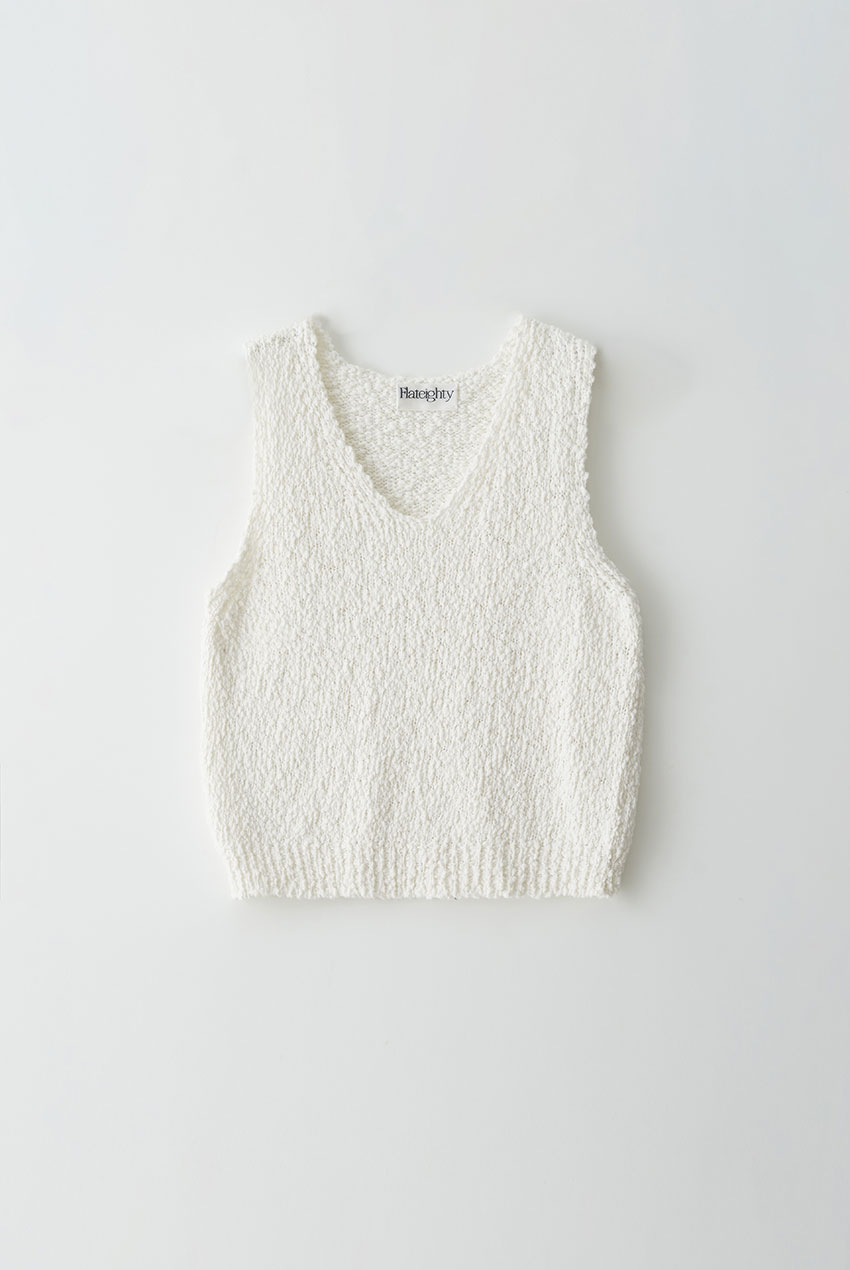 V neck Sleeveless Knit (Pure White)